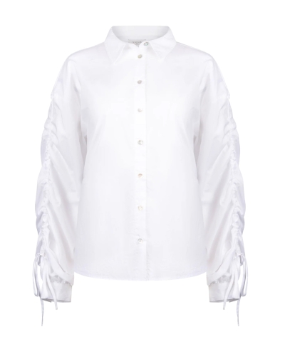 BLOUSE MET RUFFEL MOUW ROSA WIT 