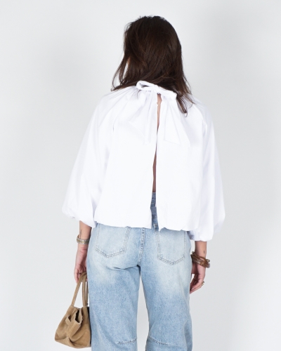 BALLON BLOUSE MET STRIK WIT