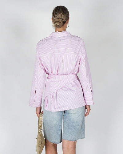 BLOUSE DITA SCARF STRIPE ROZE