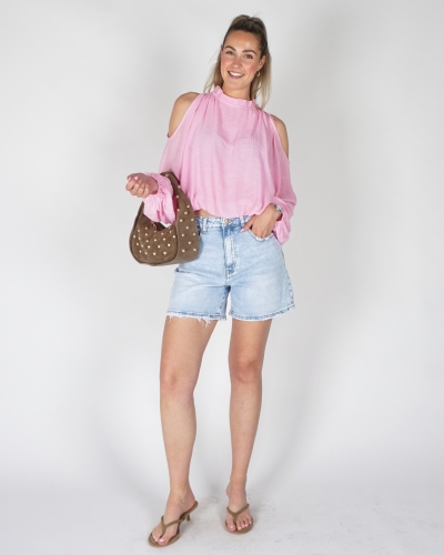 BLOUSE MET OPEN SCHOUDER LICHTROZE
