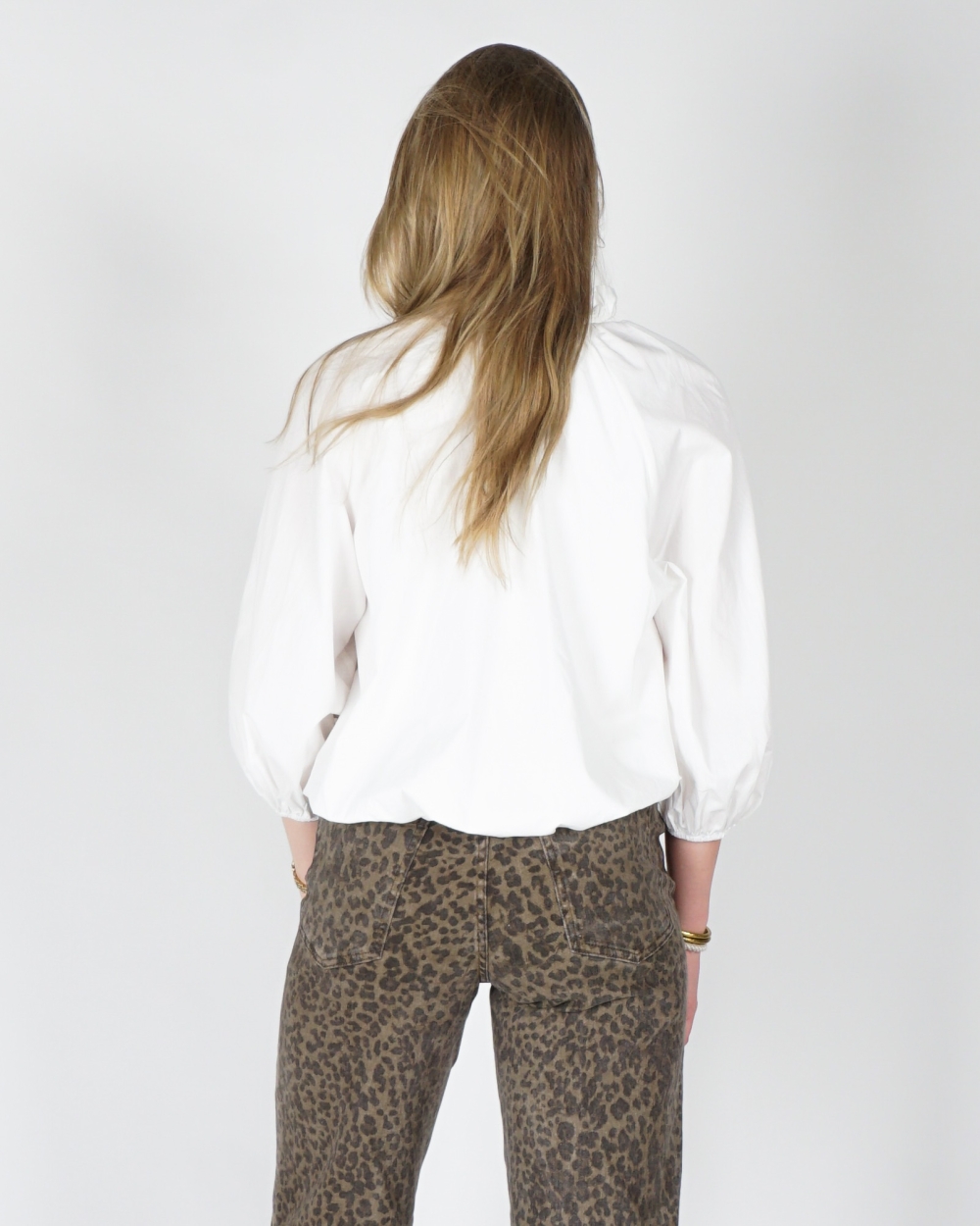 BALLOON BLOUSE MET 3/4 MOUW WIT