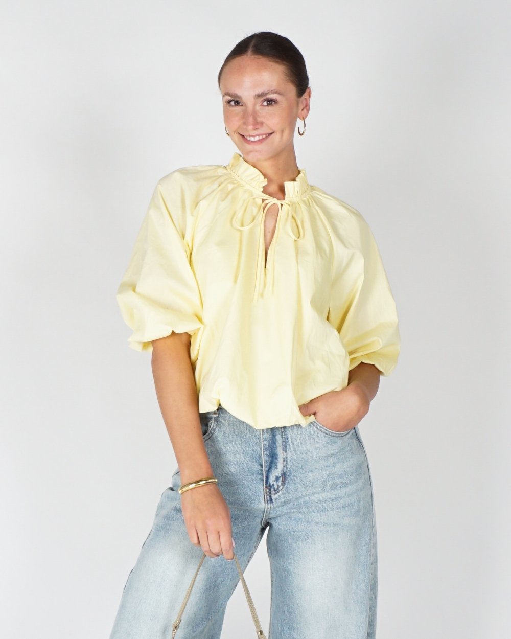 BALLON BLOUSE MET 3/4 MOUW GEEL