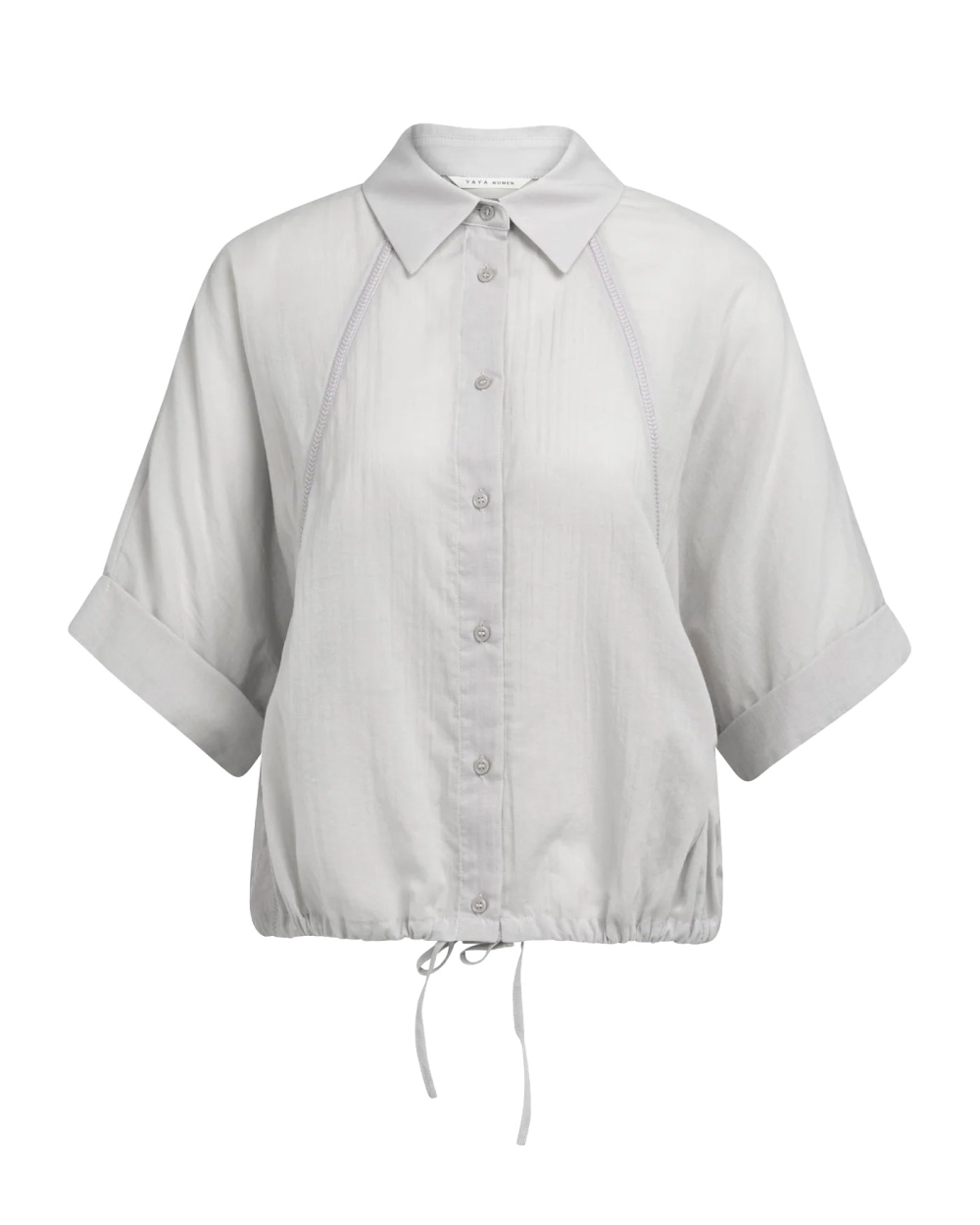 BLOUSE MET WIJDE MOUWEN EN GEVLOCHTEN DETAILS GRIJS