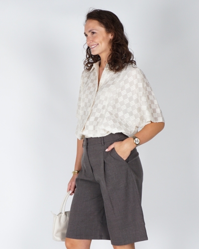 YAYA Jacquard blouse met korte mouw 01-201230-607