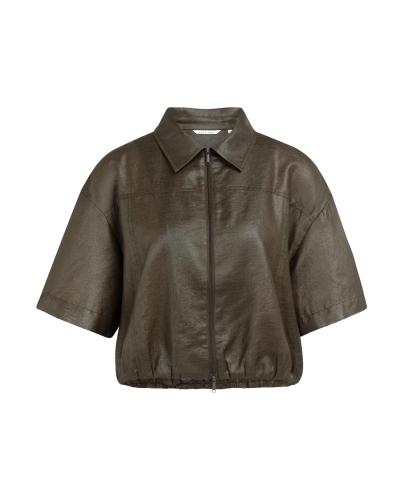 LEATHERLOOK BLOUSEJACK DONKER BRUIN