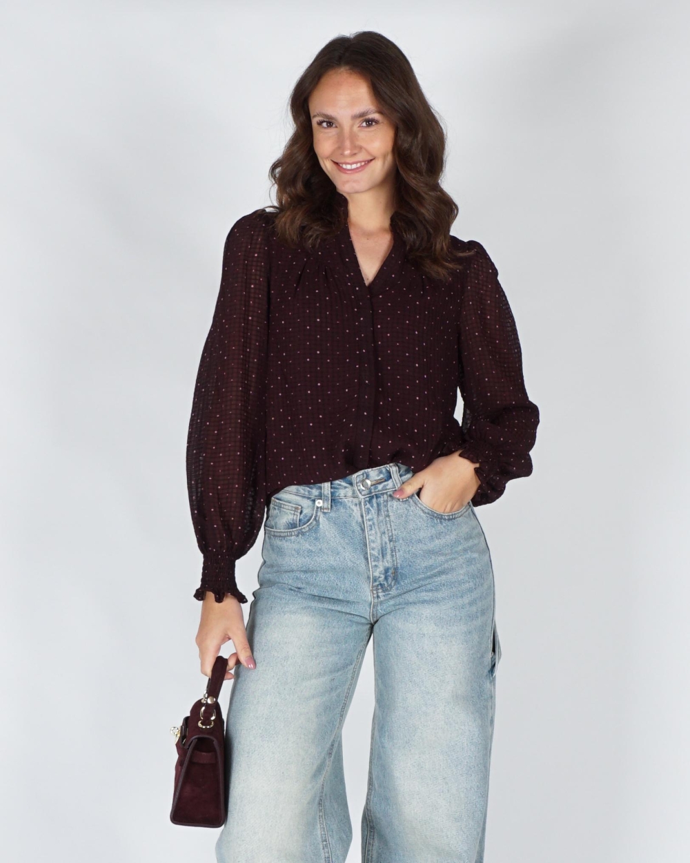 Neo Noir ASTRIDA DOTTED BLOUSE Rood