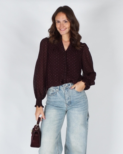 Neo Noir ASTRIDA DOTTED BLOUSE Rood