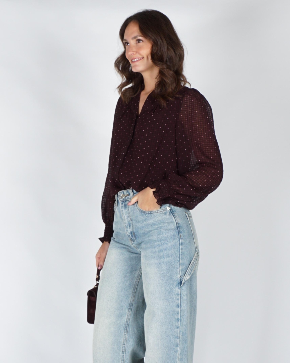 Neo Noir ASTRIDA DOTTED BLOUSE Rood