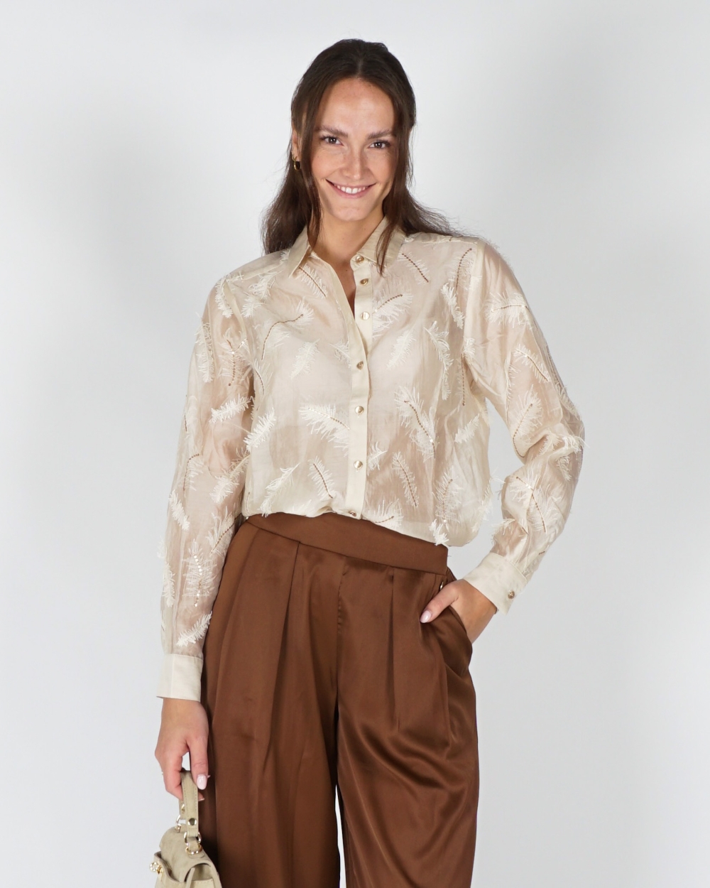BLOUSE AYSHA VEREN DETAILS ZAND