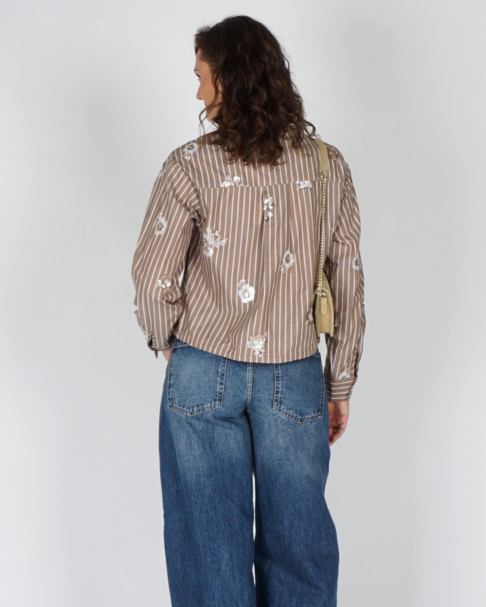 Nukus BLOUSE NEWPORT STRIPE FLOWER Beige