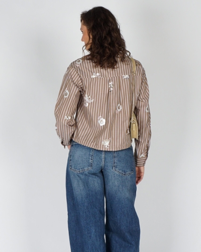Nukus BLOUSE NEWPORT STRIPE FLOWER Beige