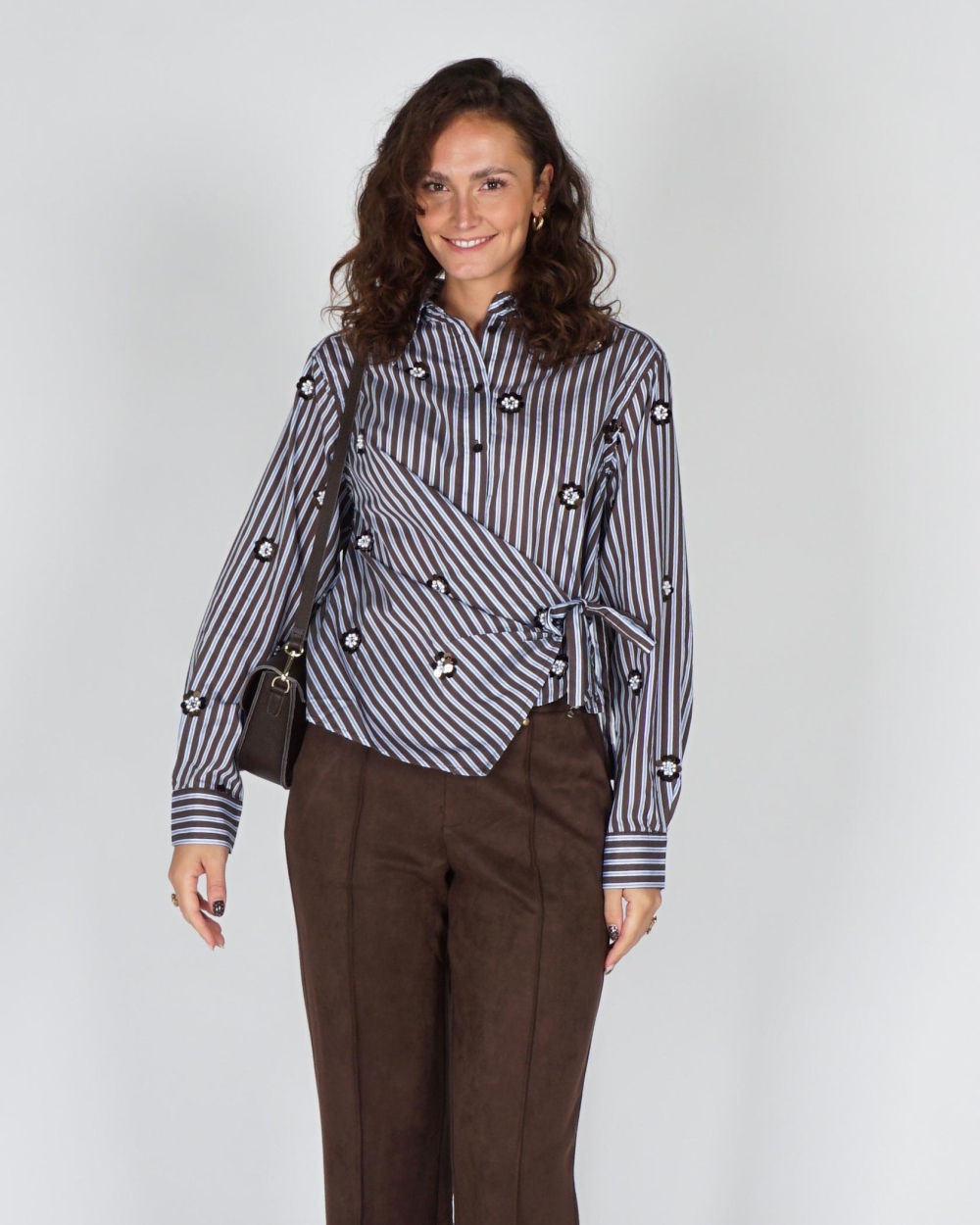 Nukus BLOUSE AMY STRIPE Bruin