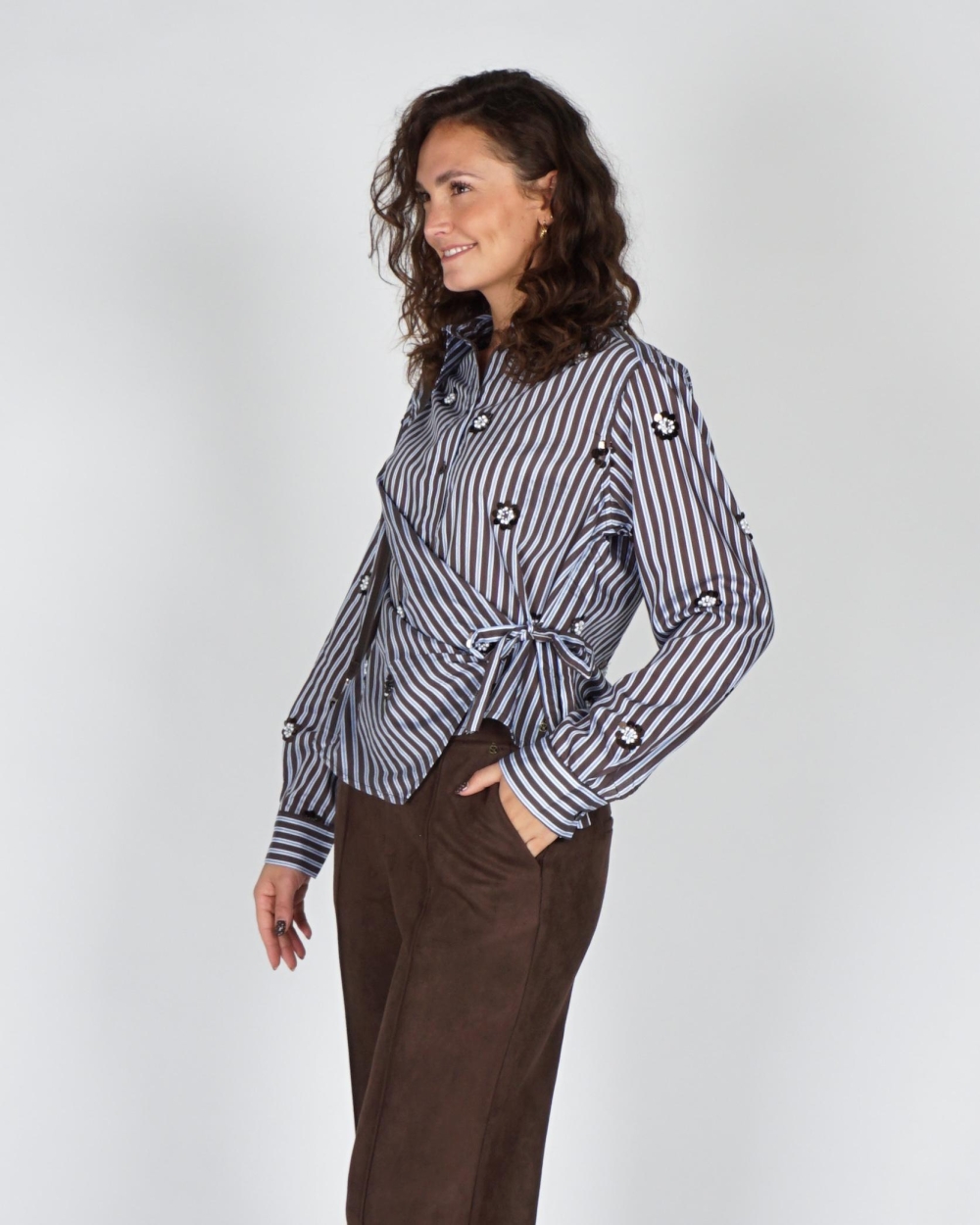 Nukus BLOUSE AMY STRIPE Bruin