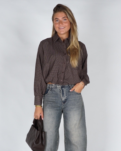 Gossip BALLON BLOUSE CHECKERED Bruin