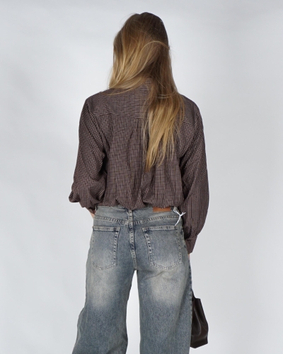 Gossip BALLON BLOUSE CHECKERED Bruin