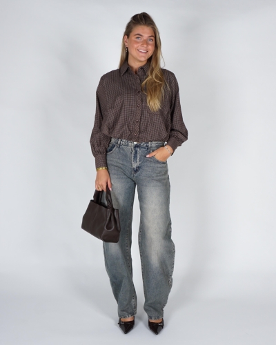 Gossip BALLON BLOUSE CHECKERED Bruin