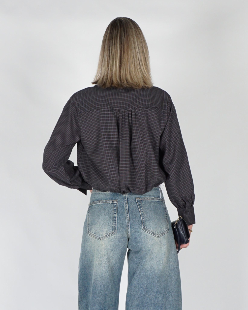 Gossip BALLON BLOUSE CHECKERED Donkerblauw