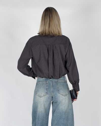 Gossip BALLON BLOUSE CHECKERED Donkerblauw