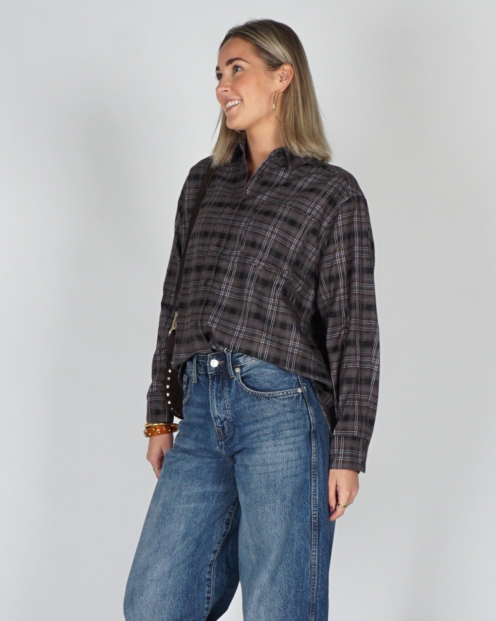 Neo Noir DALMA FLANNEL CHECK SHIRT Grijs
