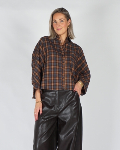 Gossip CHECK BLOUSE OVERSIZED Blauw