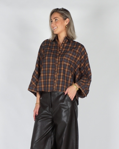 Gossip CHECK BLOUSE OVERSIZED Blauw