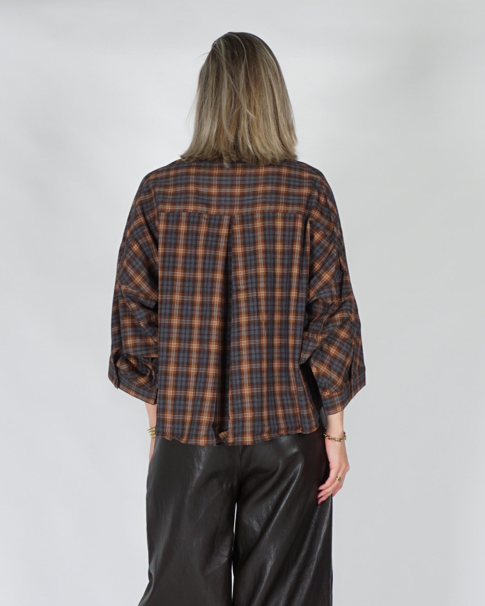 Gossip CHECK BLOUSE OVERSIZED Blauw