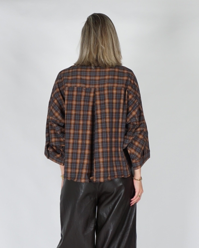 Gossip CHECK BLOUSE OVERSIZED Blauw
