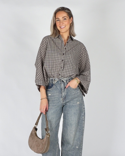 Gossip CHECK BLOUSE OVERSIZED Beige