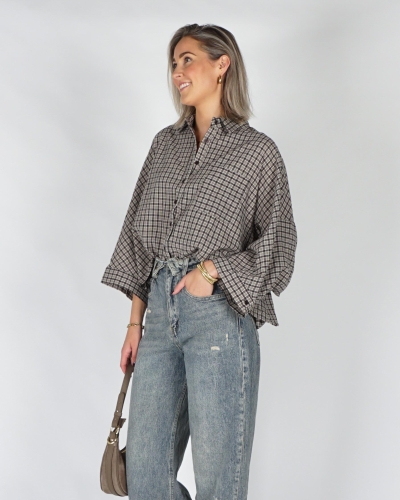 Gossip CHECK BLOUSE OVERSIZED Beige