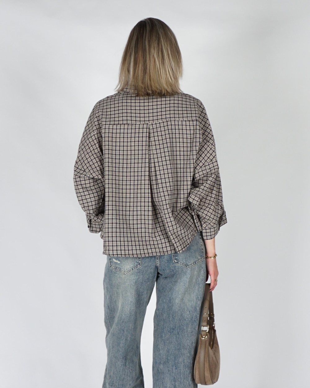 Gossip CHECK BLOUSE OVERSIZED Beige