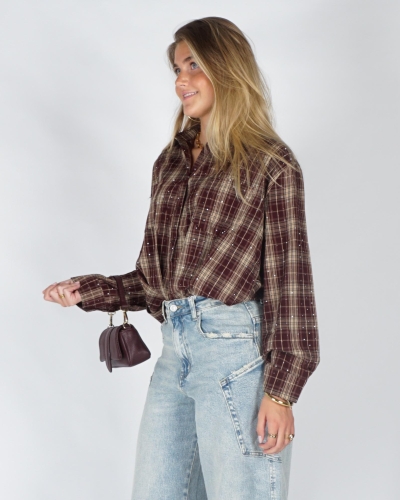 Gossip H5028 CHECK BLOUSE MET STRASS