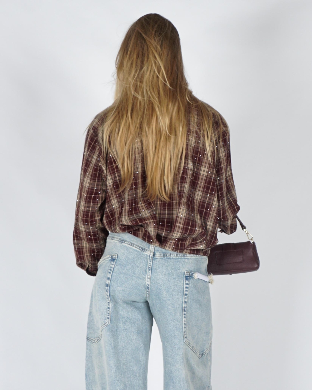 Gossip CHECK BLOUSE MET STRASS Bordeaux