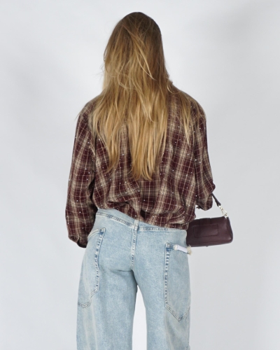 Gossip CHECK BLOUSE MET STRASS Bordeaux