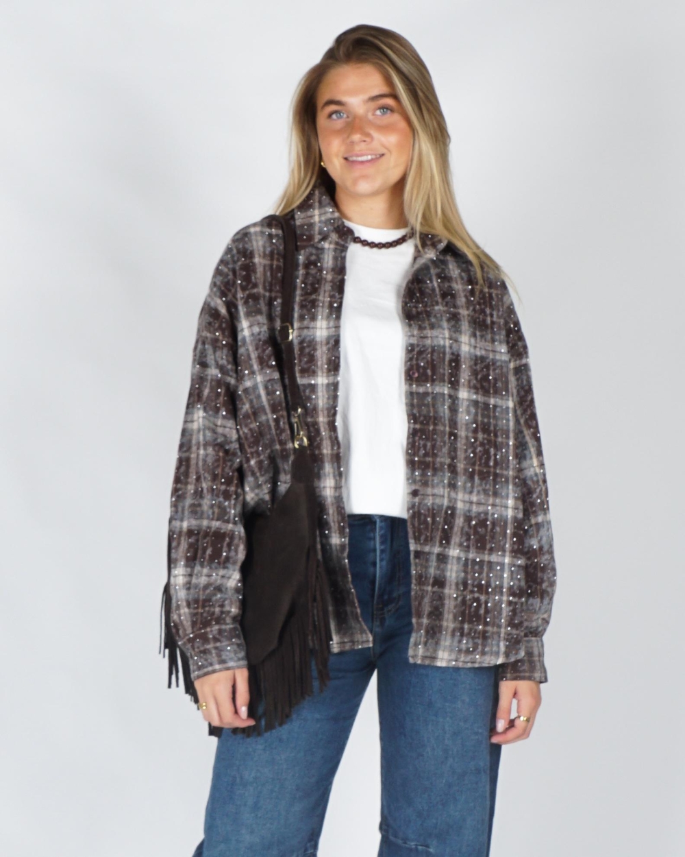 Gossip CHECK STRASS BLOUSE Bruin