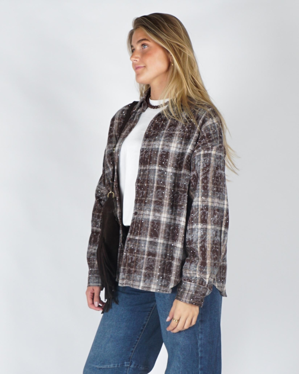 Gossip CHECK STRASS BLOUSE Bruin
