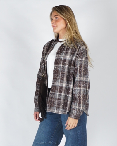 Gossip CHECK STRASS BLOUSE Bruin