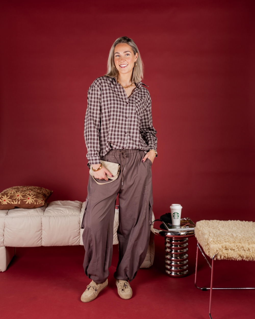 Gossip OVERSIZED CHECK BLOUSE BIBI Bruin