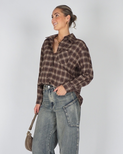 Gossip OVERSIZED CHECK BLOUSE STRASS Bruin