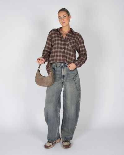 Gossip OVERSIZED CHECK BLOUSE STRASS Bruin