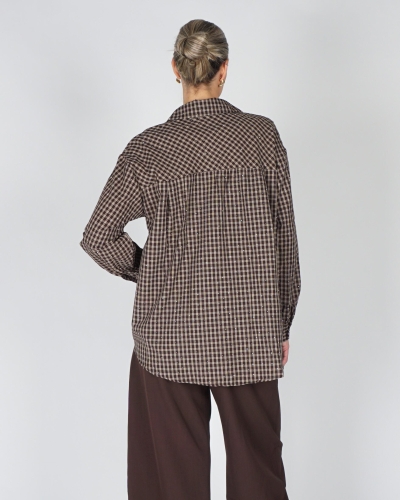 Gossip OVERSIZED CHECK BLOUSE STRASS Lichtbruin