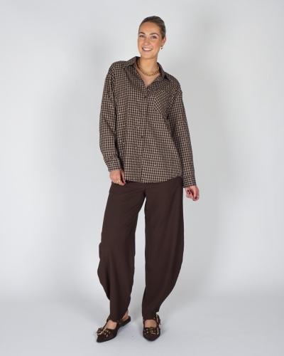 Gossip OVERSIZED CHECK BLOUSE STRASS Lichtbruin