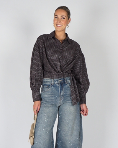 Gossip 9091 CHECK BLOUSE MET OVERSLAG