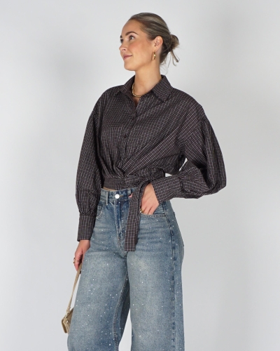 Gossip 9091 CHECK BLOUSE MET OVERSLAG