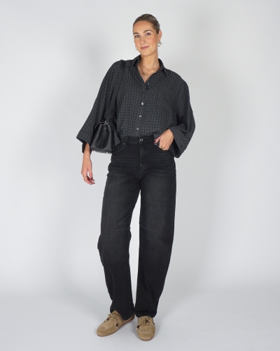Gossip CHECK BLOUSE OVERSIZED Zwart