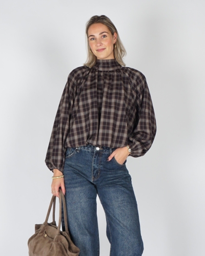 Gossip 8311 BALLON BLOUSE BIG CHECK