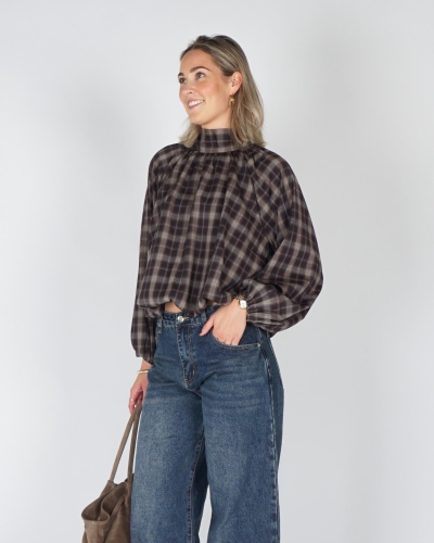 Gossip 8311 BALLON BLOUSE BIG CHECK