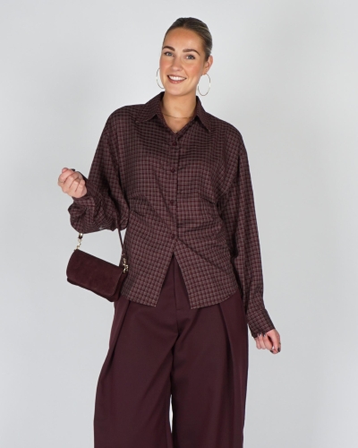 Gossip FITTED CHECK BLOUSE Plum