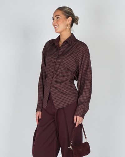 Gossip FITTED CHECK BLOUSE Plum