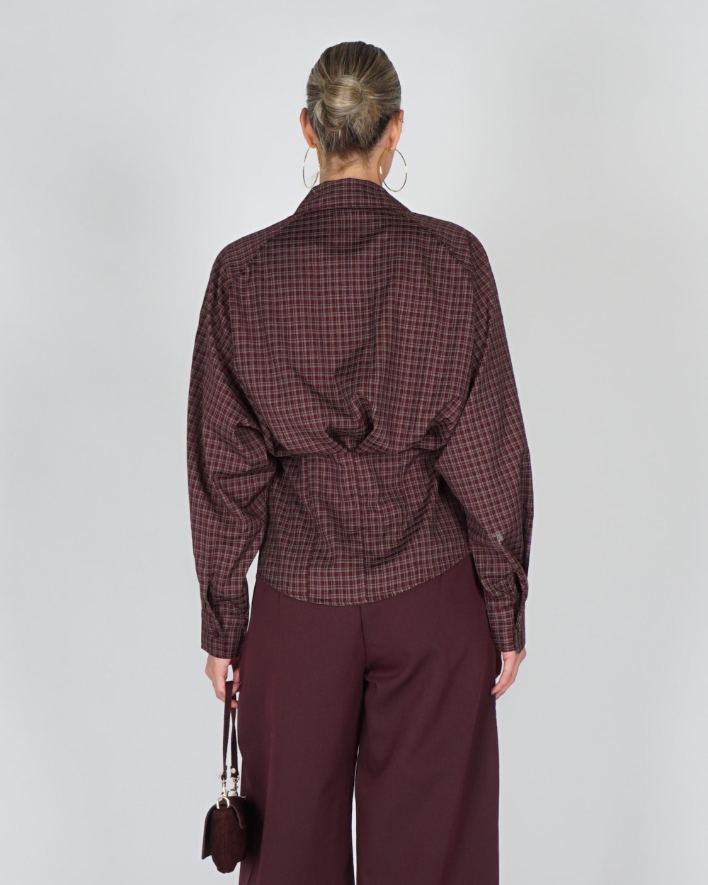 Gossip FITTED CHECK BLOUSE Plum