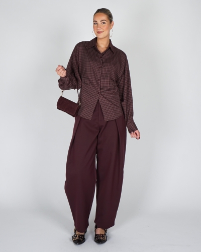 Gossip FITTED CHECK BLOUSE Plum